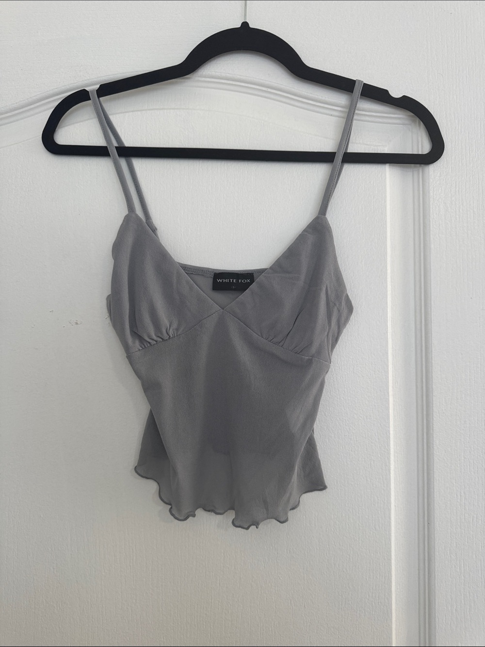 White Fox Boutique Gray Spaghetti Strap V-Neck Tank